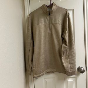 Callaway golf pro long sleeve pullover fleece tan 3/4 Zipup sweater pga